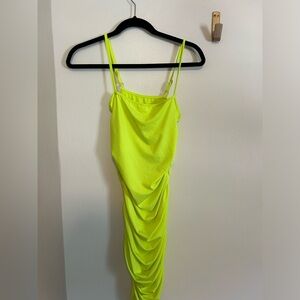 Neon yellow bodycon mini dress